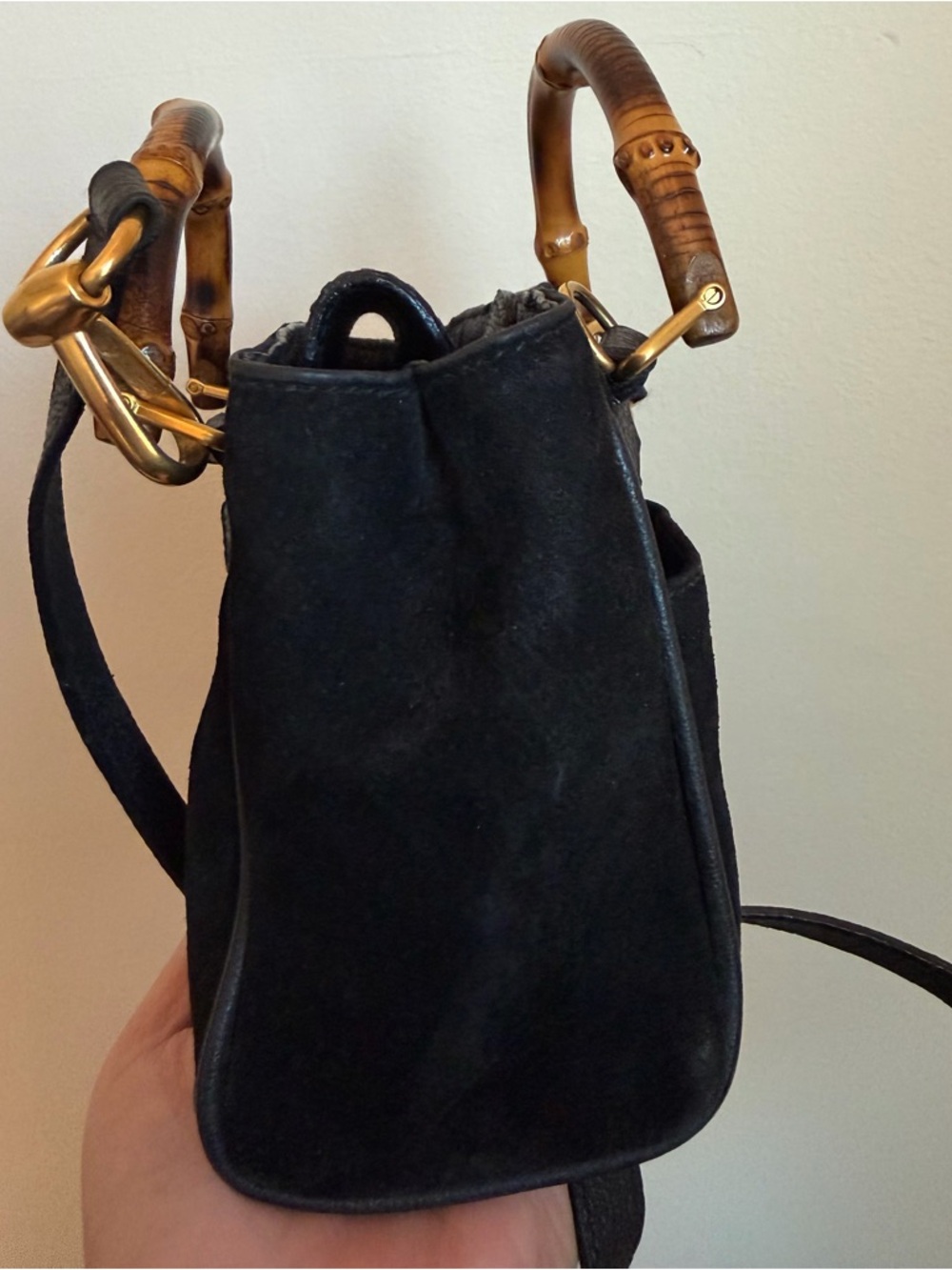 Gucci Black Suede Mini Bamboo Two-Way Bag - Picture 5 of 11